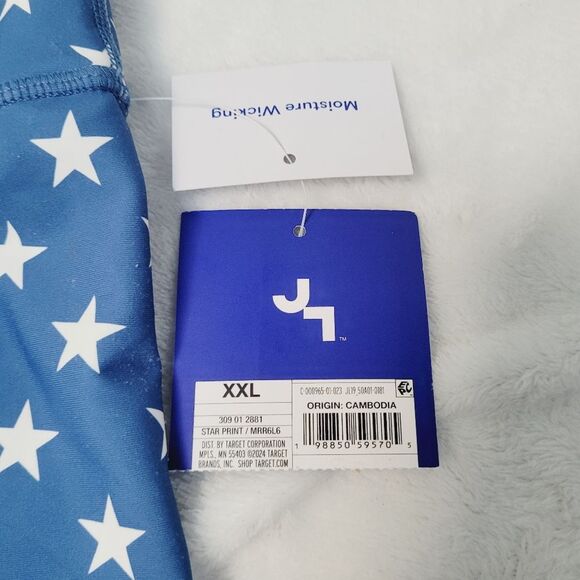 JoyLab Bike Shorts High Rise Ruched Pocket Patriotic Stars Superhero XXL New OOS - Picture 8 of 12